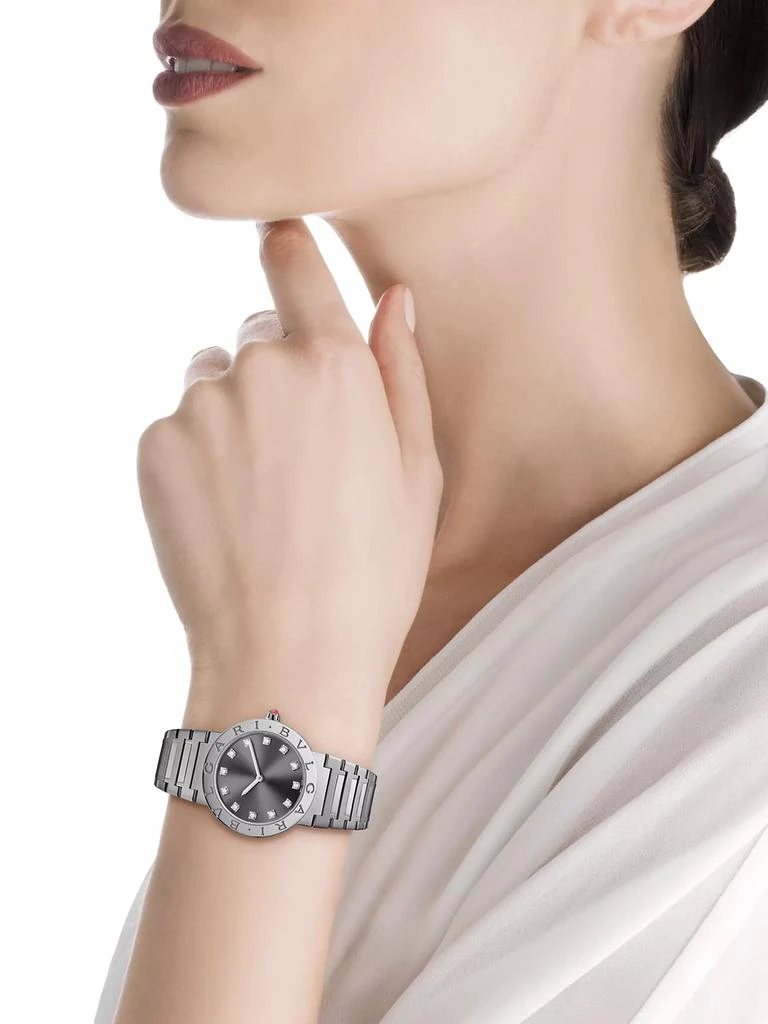 BVLGARI BVLGARI BVLGARI LADY Stainless Steel & Diamond Bracelet Watch 2