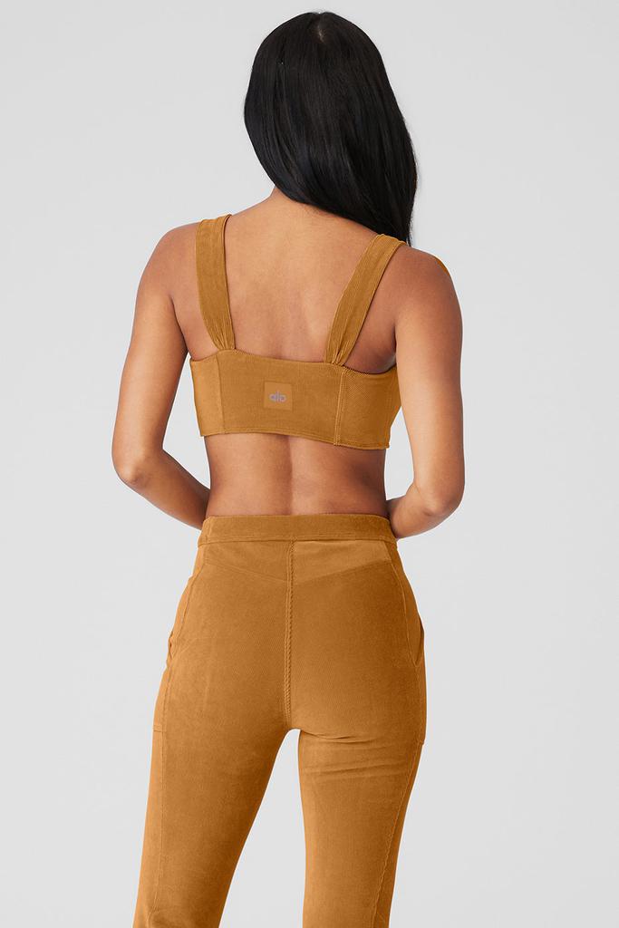 Alo Micro Corduroy Winter Break Bra - Toffee