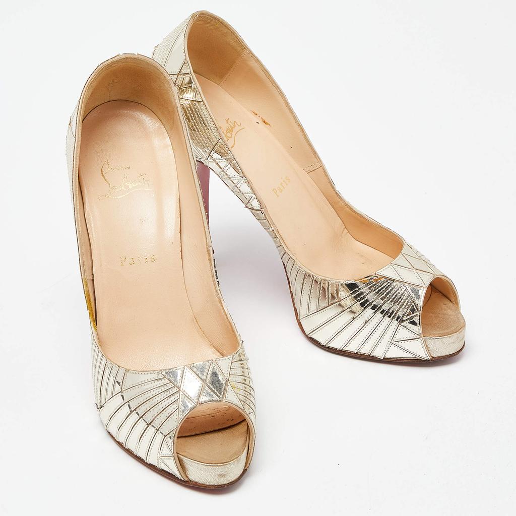 Christian Louboutin Christian Louboutin Gold PVC Peep Toe