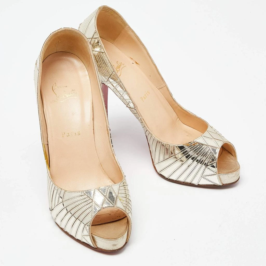 Christian Louboutin Christian Louboutin Gold PVC Peep Toe Art Deco Pumps Size 39 4