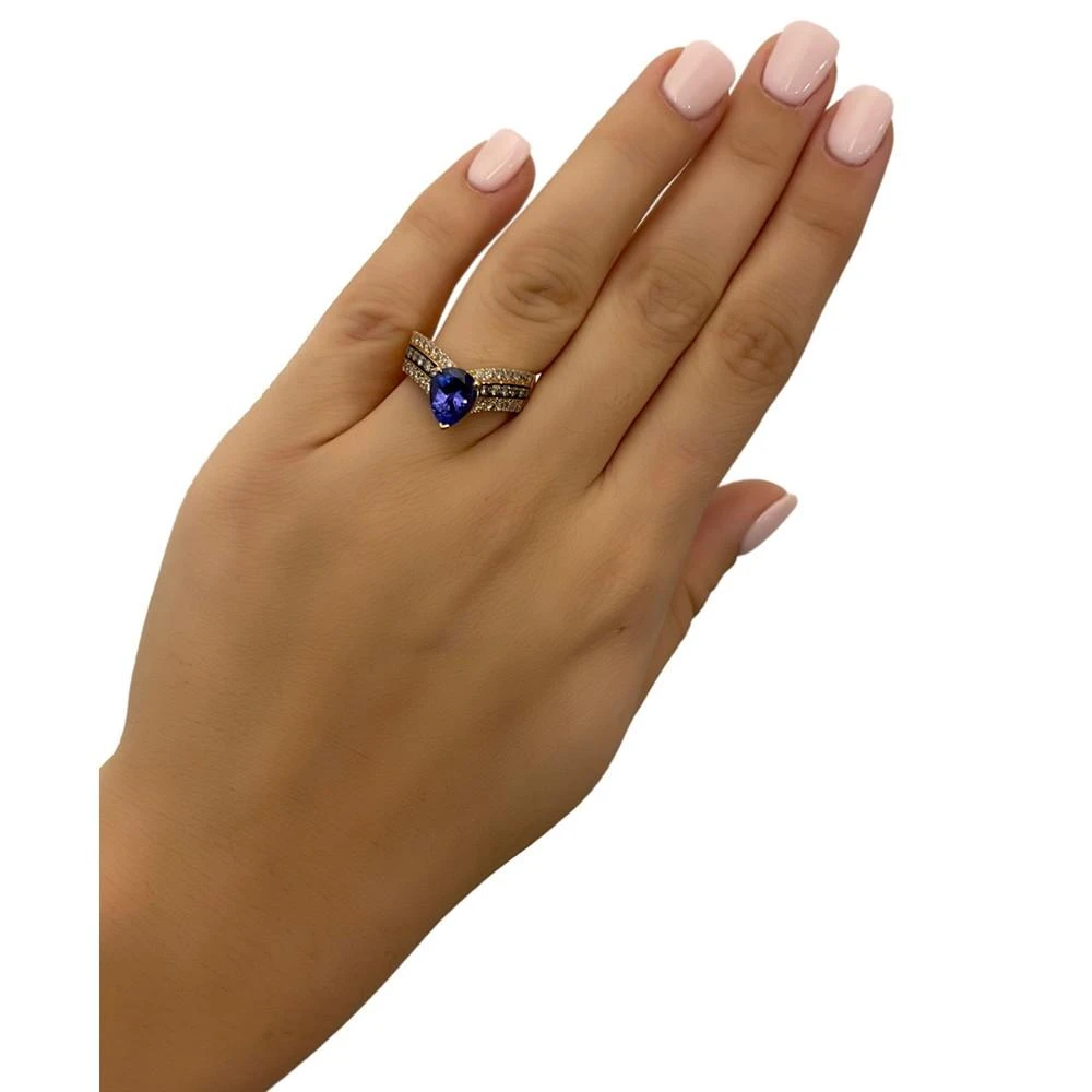 Le Vian Blueberry Tanzanite (1-1/2 ct. t.w.) & Diamond (3/4 ct. t.w.) V Ring in 14k Rose Gold 2