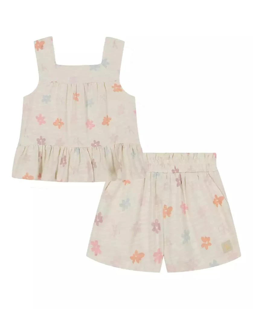 Calvin Klein Toddler and Little Girls 2-Piece Floral Print Slub Jersey Shorts Set 1