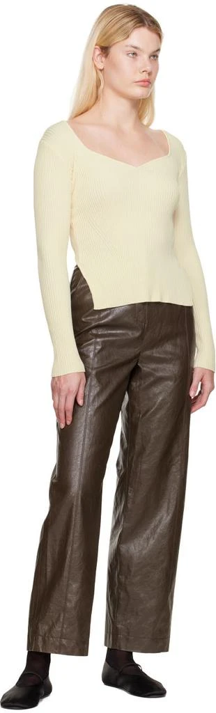 LVIR Brown Grained Faux-Leather Pants 4