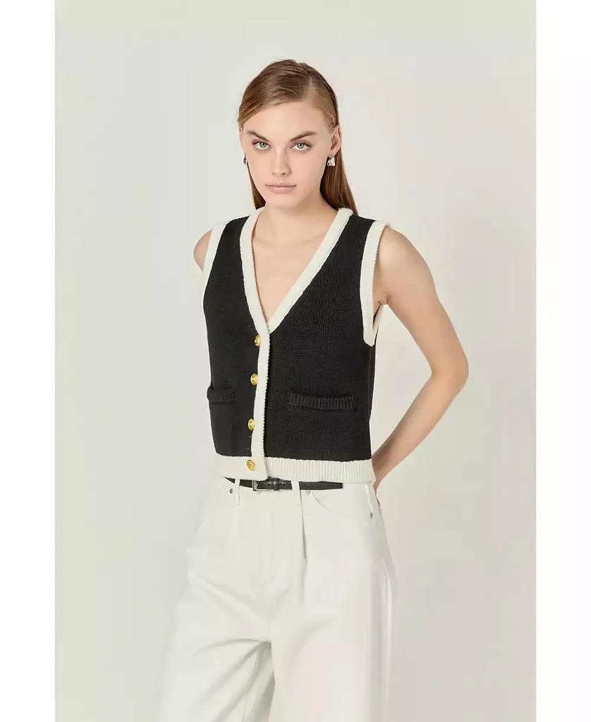 English Factory Women's Black and white knit vest 1