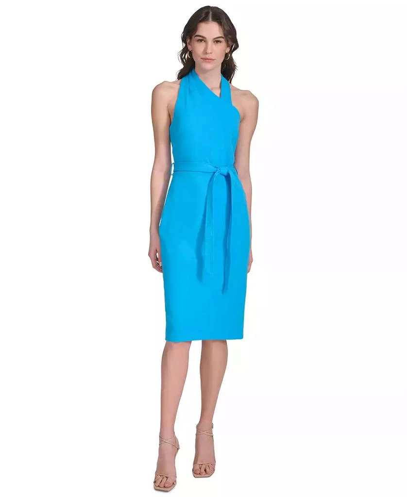 Calvin Klein Women's Tiered Sheath Dress Blue Size 12Petite