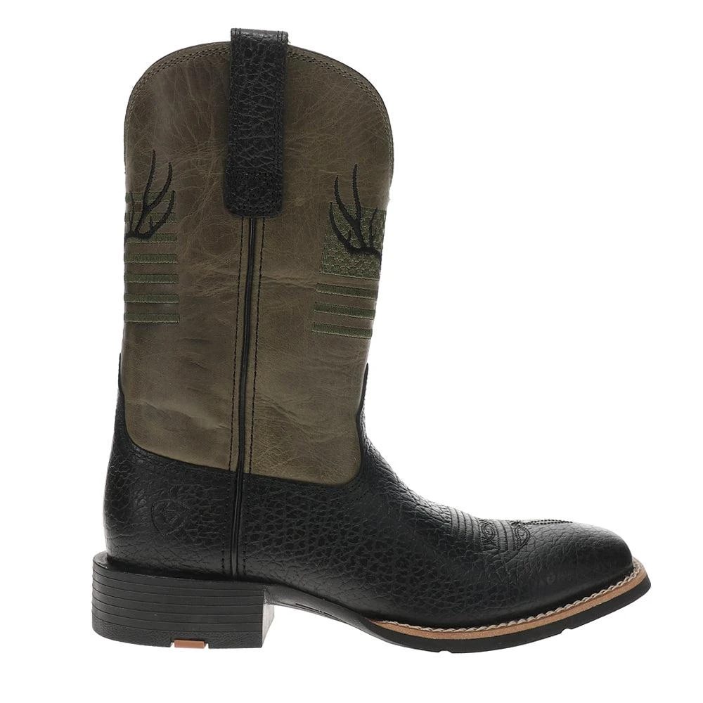 Ariat Sport Antlers Embroidered Patriotic Square Toe Pull On Cowboy Boots 1