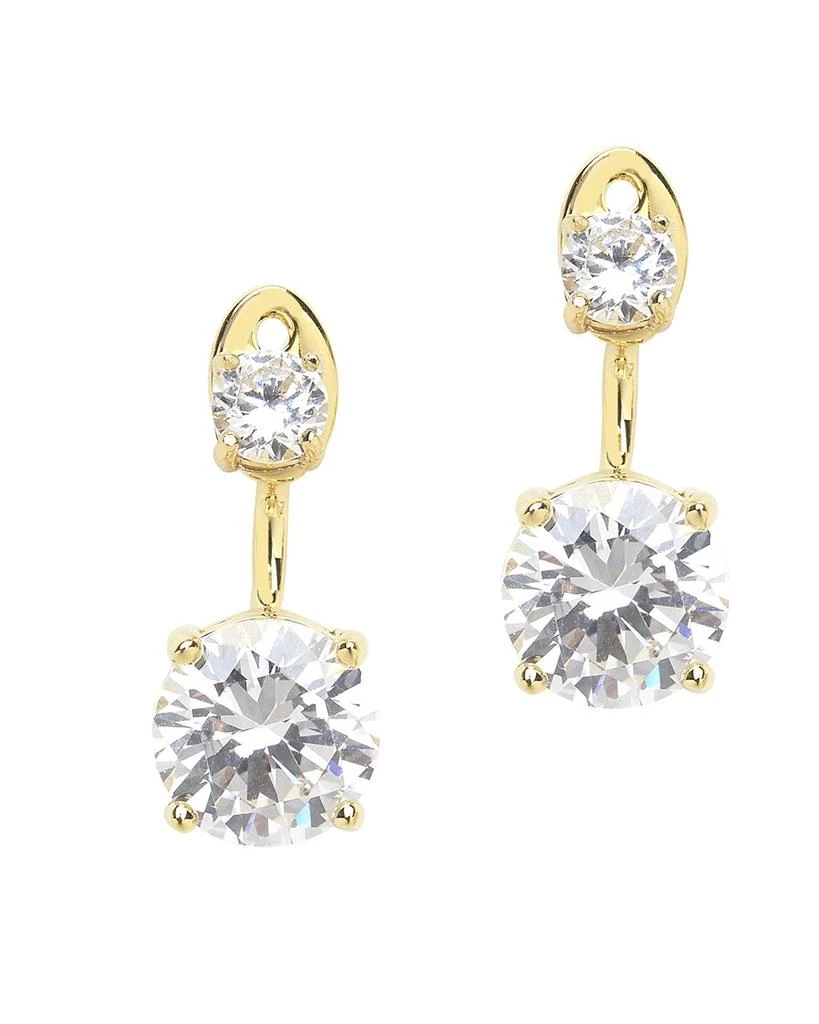 Sterling Forever Brilliant CZ Stud Jacket Earrings-Silver 3