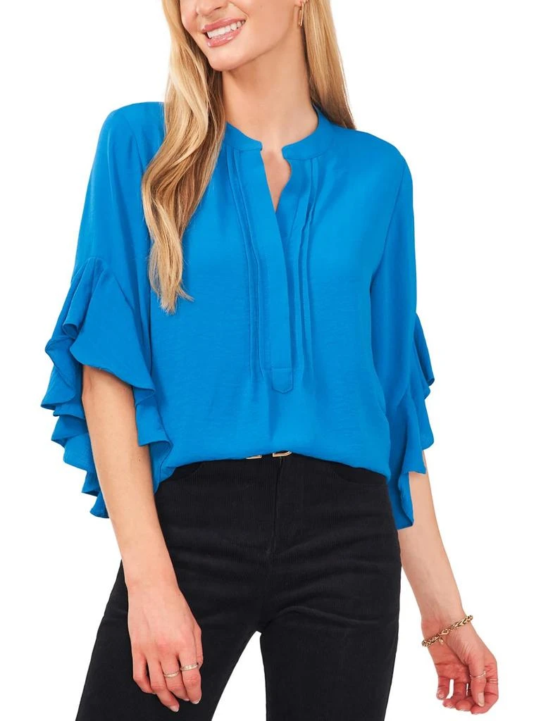 Vince Camuto Womens Ruffle Sleeve Split Neck Blouse 10