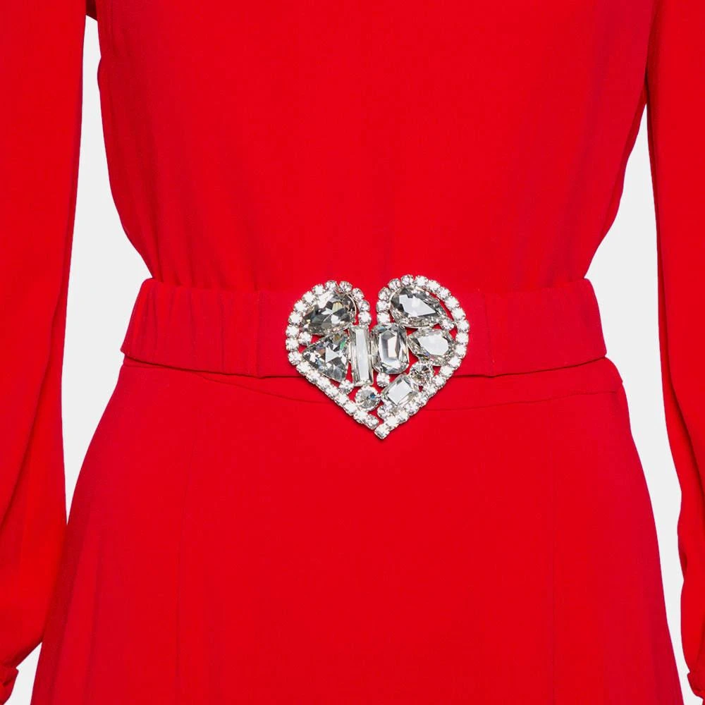 Alessandra Rich Alessandra Rich Red Crepe Embellished Button Belted Gown M 5