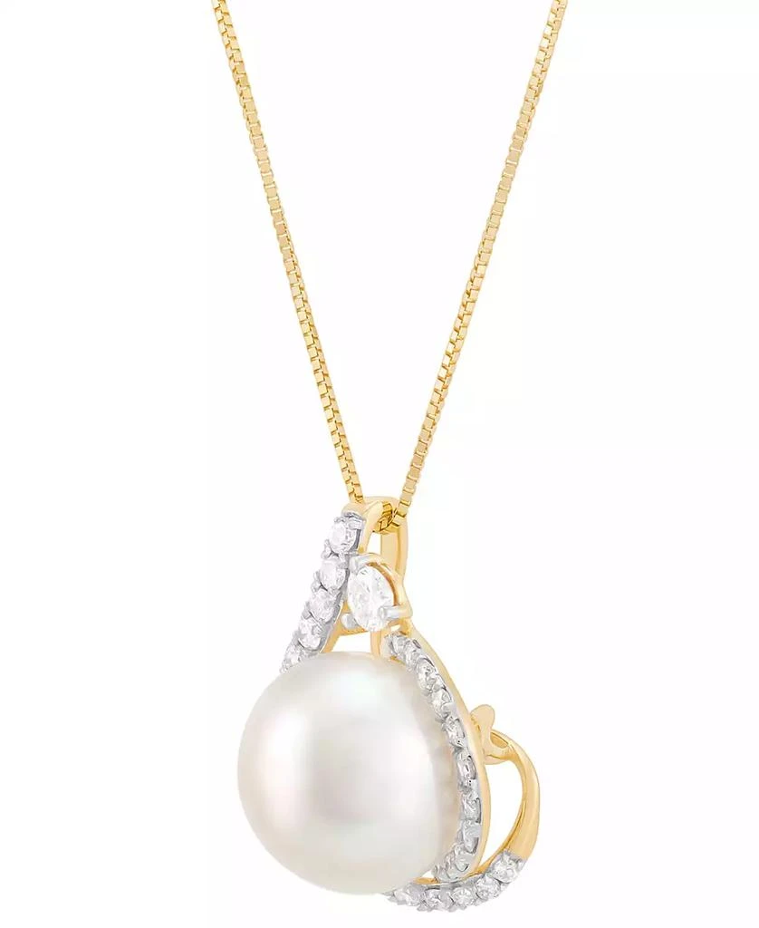 Grown With Love Cultured Ming Pearl (10mm) & Lab Grown Diamond (3/8 ct. t.w.)  18" Pendant Necklace in 14k Gold 3