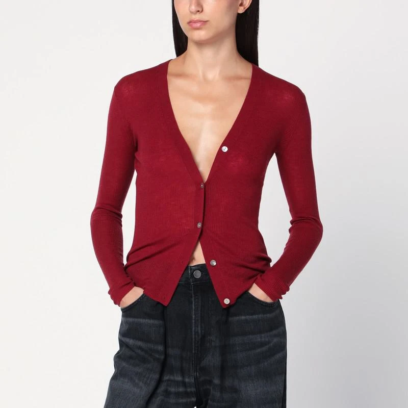 6397 Bordeaux semi-sheer knit cardigan 1