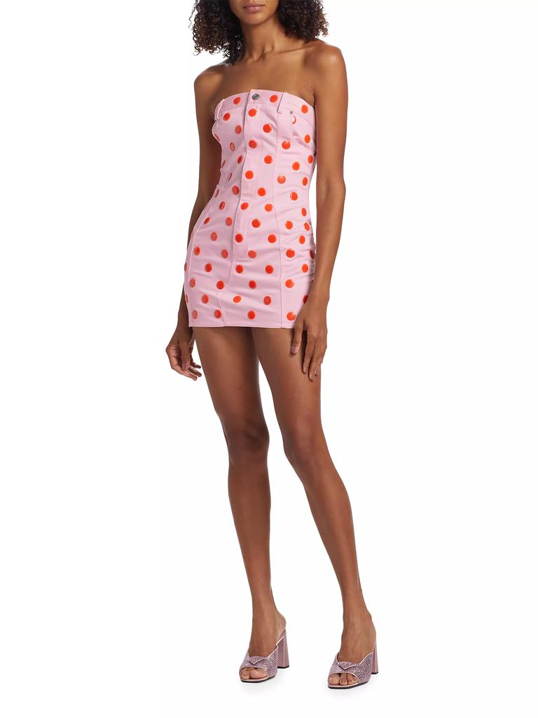 Area Polka Dot Strapless Minidress