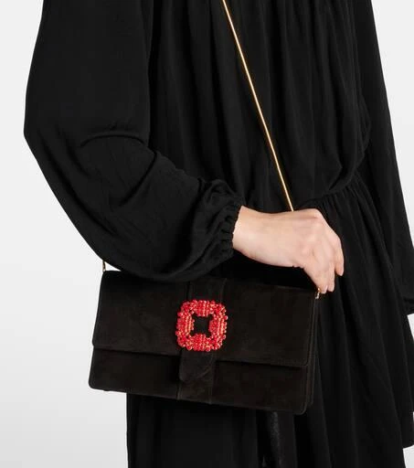 Manolo Blahnik Capri embellished suede clutch 2