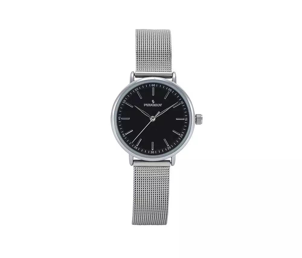 Peugeot Women's 30mm Black Sleek Stainless Steel Mesh Band Watch