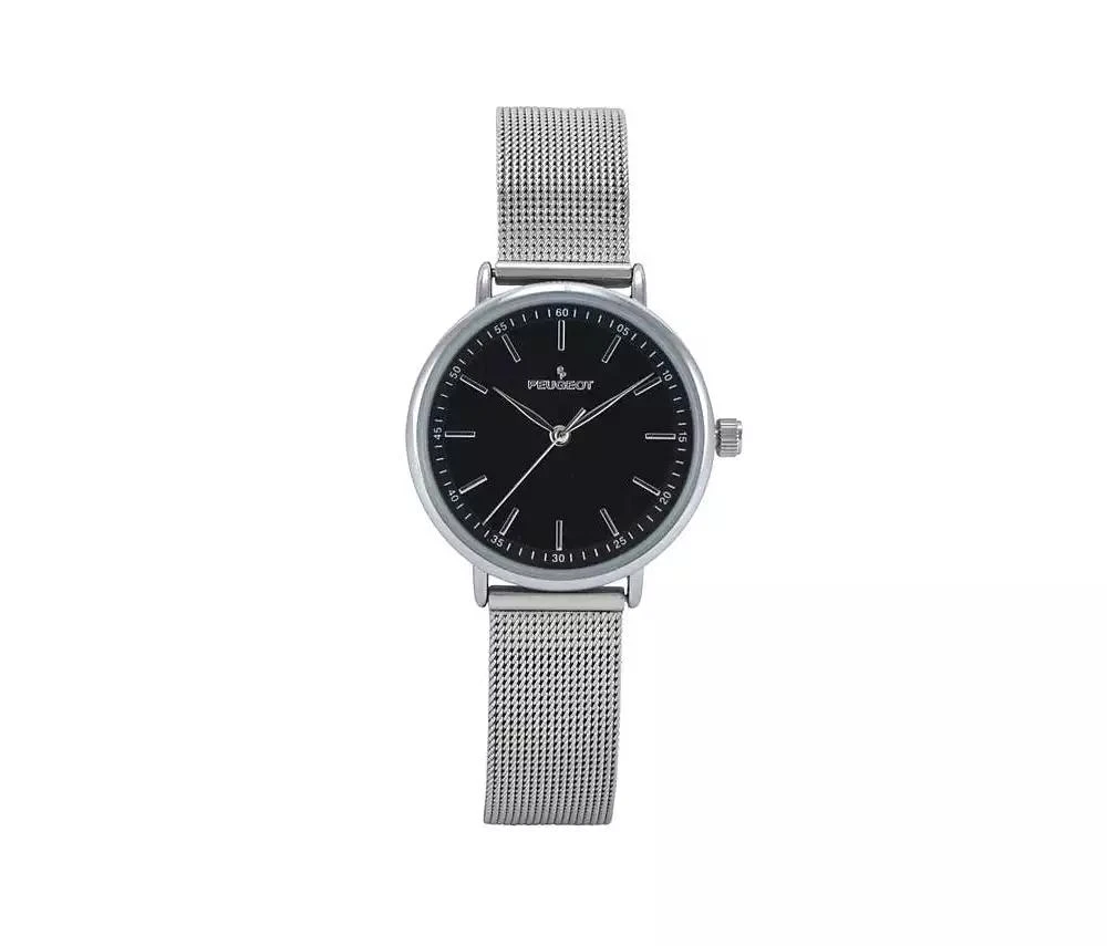 Peugeot Women's 30mm Black Sleek Stainless Steel Mesh Band Watch 1