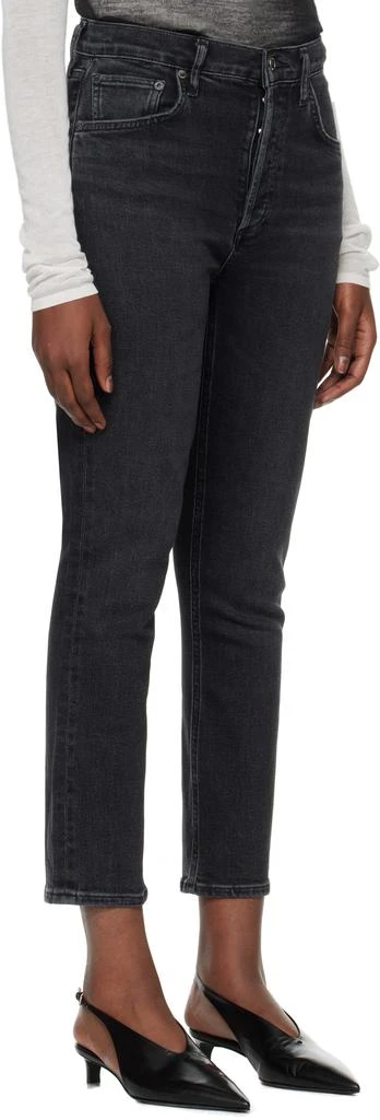 AGOLDE Black Riley High Rise Straight Crop Jeans 2