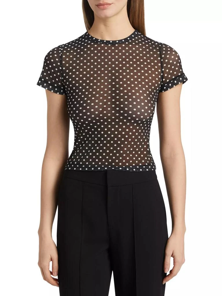 Alice + Olivia Tess Polka Dot Sheer Crewneck T-Shirt 3