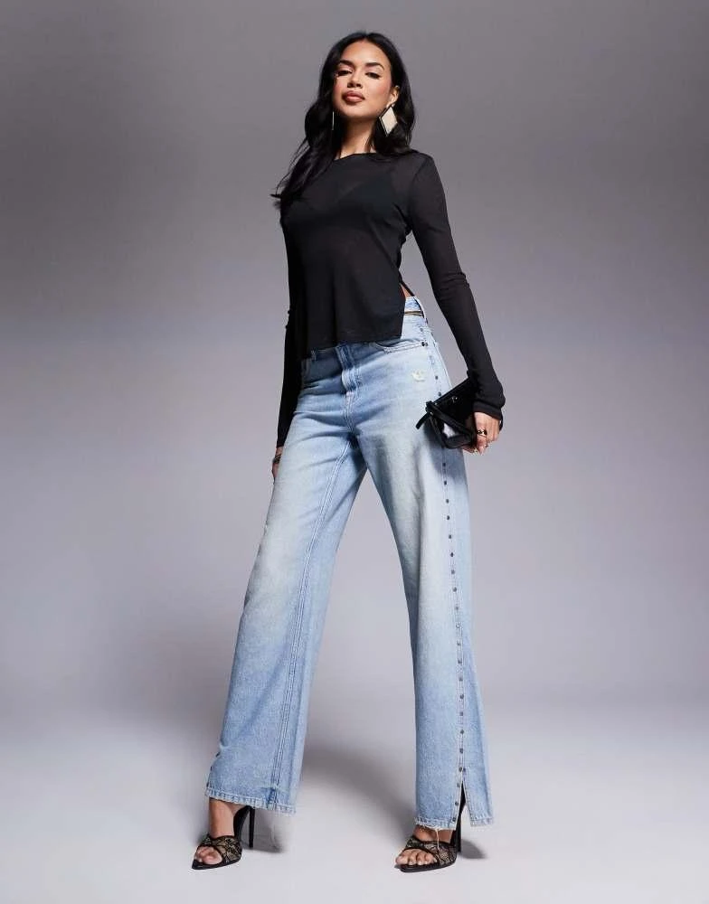 ASOS ASOS DESIGN longline long sleeve mesh top with side splits in black 4