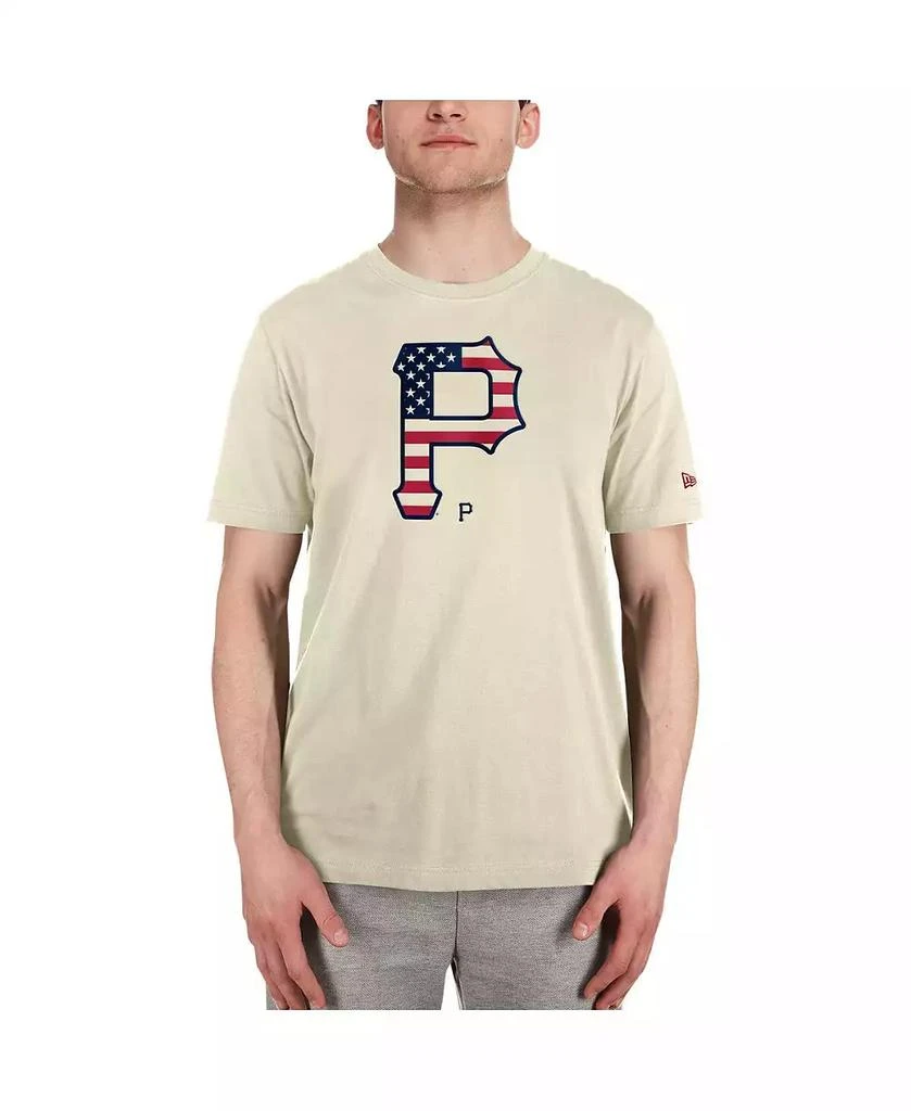 New Era Men's Cream Pittsburgh Pirates 4th of July Flag Fill T-Shirt 3
