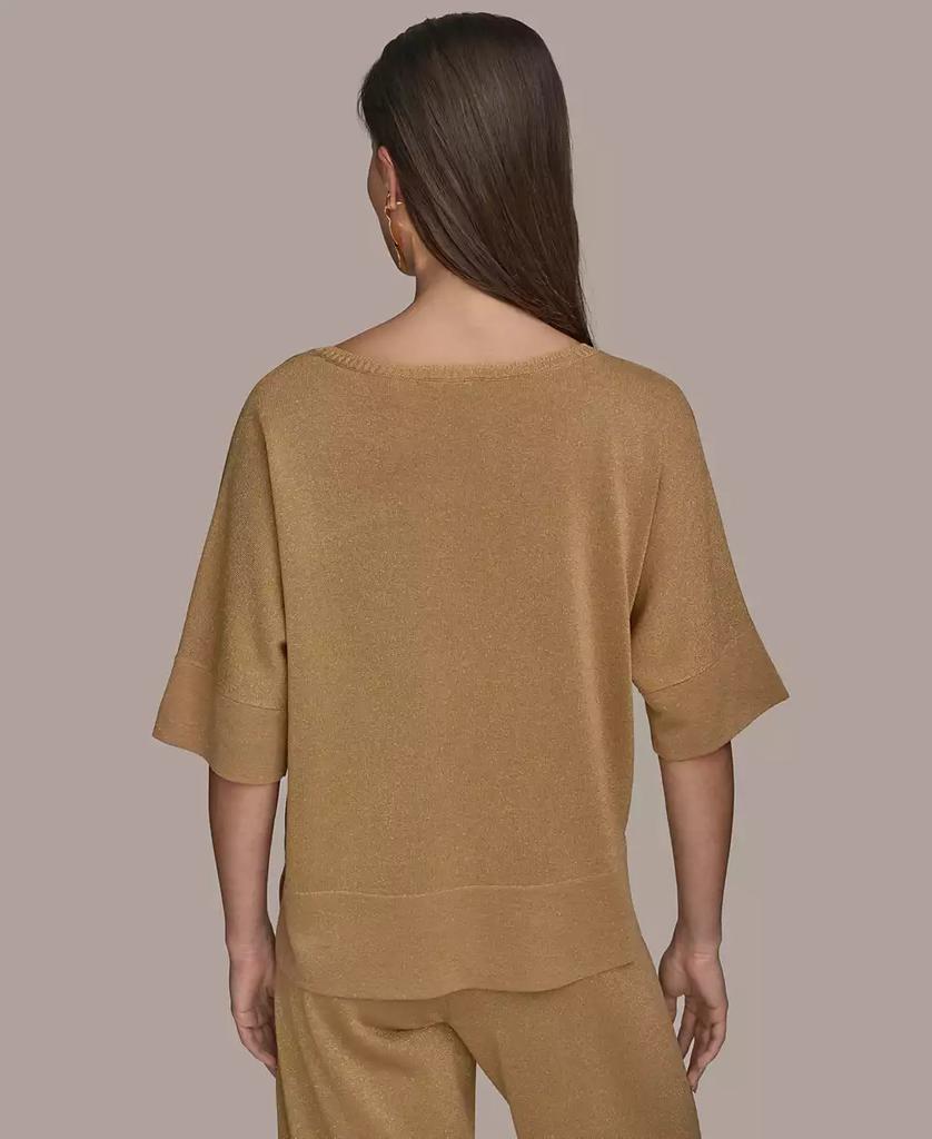 Donna Karan Women's Elbow-Sleeve Metallic Sweater