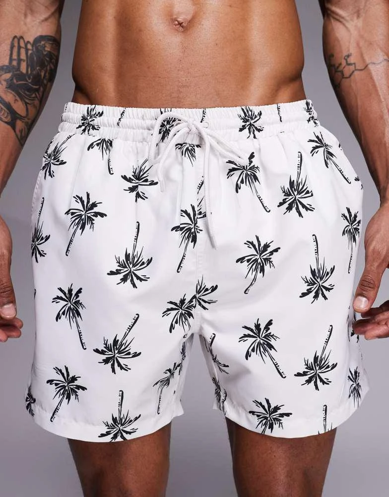 South Beach South Beach palm print swimshort in ecru 5