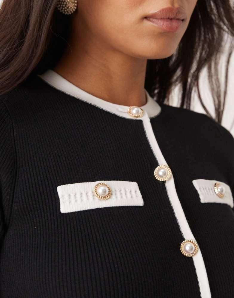 Forever New Forever New contrast knit mini dress in black and white 3