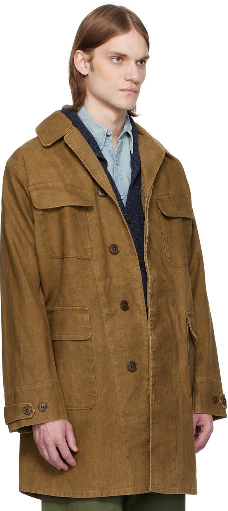 RRL Brown Bonded Linen Walking Coat