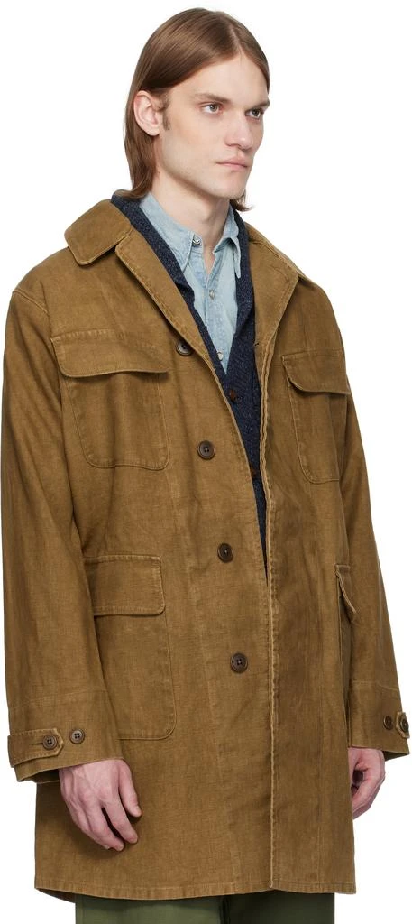 RRL Brown Bonded Linen Walking Coat 2