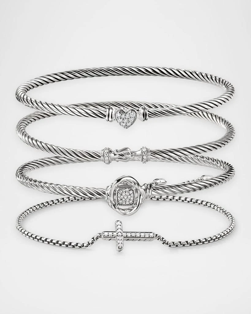 David Yurman Cross Chain Bracelet with Diamonds in Silver, 1.7mm 6