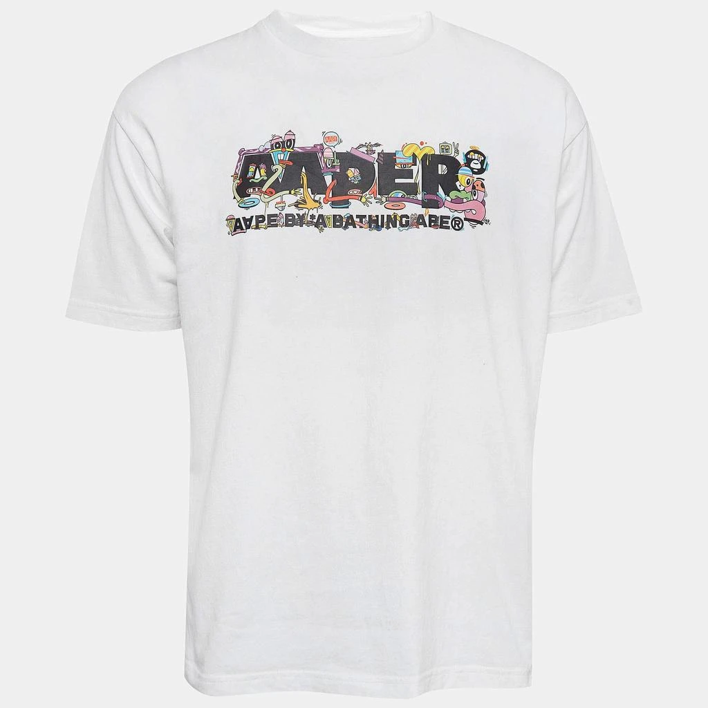 A Bathing Ape A Bathing Ape White Printed Knit Crew Neck T-shirt M 1