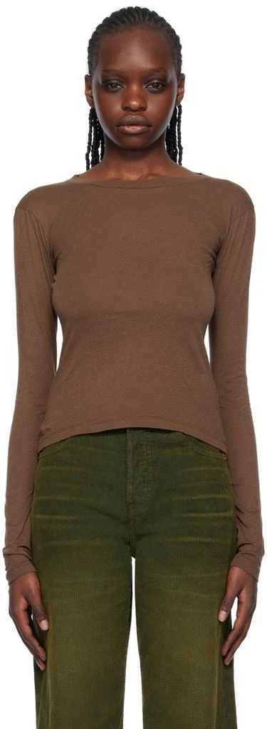 Re/Done Brown Hanes Edition Long Sleeve T-Shirt 1