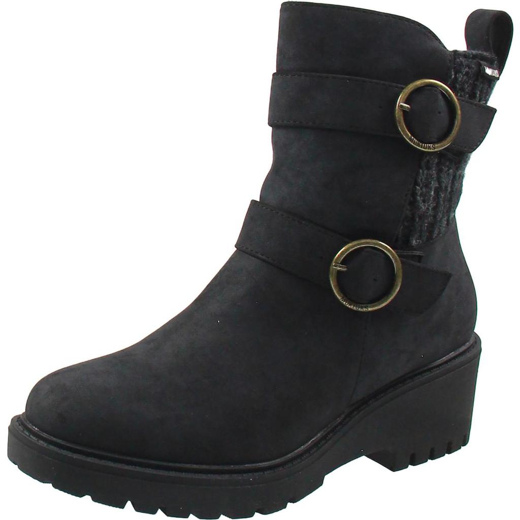 MUK LUKS Fainley Faith Womens Buckle Faux Leather Chelsea Boots