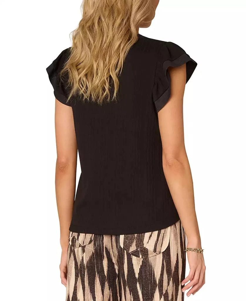 Democracy Petite Flutter-Sleeve Split-Neck Top 3