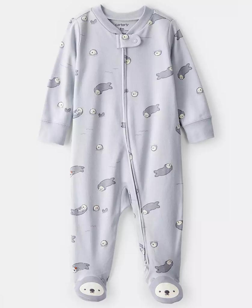 Carter's Baby Boys or Baby Girls Otter Print Long-Sleeve Sleep and Play Pajama