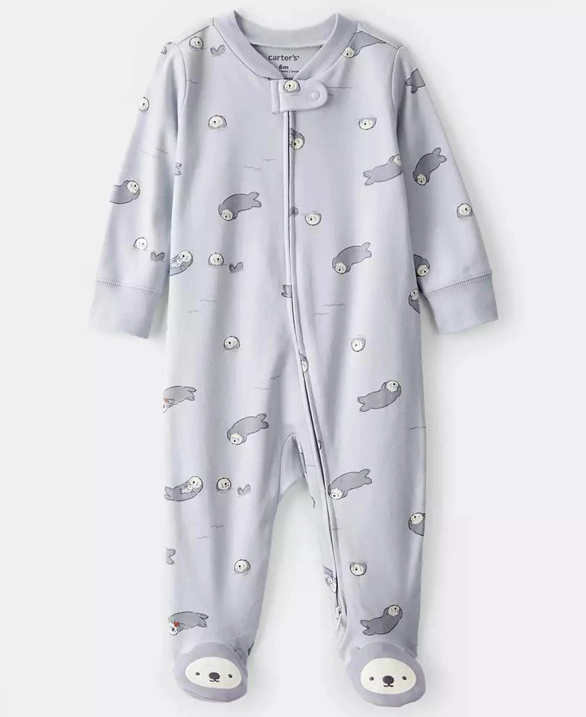 Carter's Baby Boys or Baby Girls Otter Print Long-Sleeve Sleep and Play Pajama 1