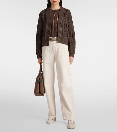 Brunello Cucinelli Monili suede and mesh sneakers 3