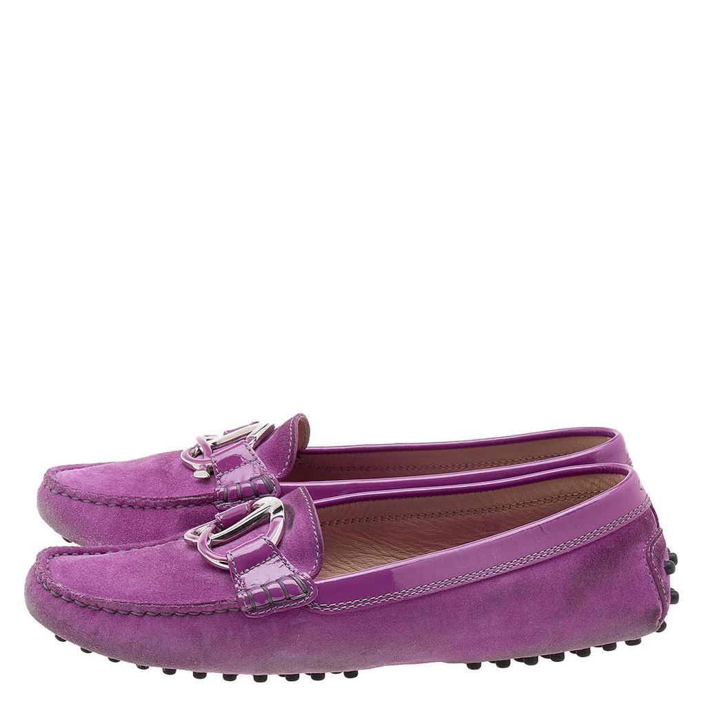 Tod's Tod's Purple Suede And Patent Leather Trim Embellished Slip On Loafers Size 38 4