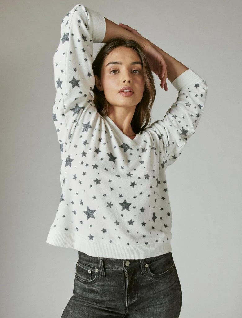 Lucky Brand Womens Cloud Jersey Long Sleeve V Neck Top 2