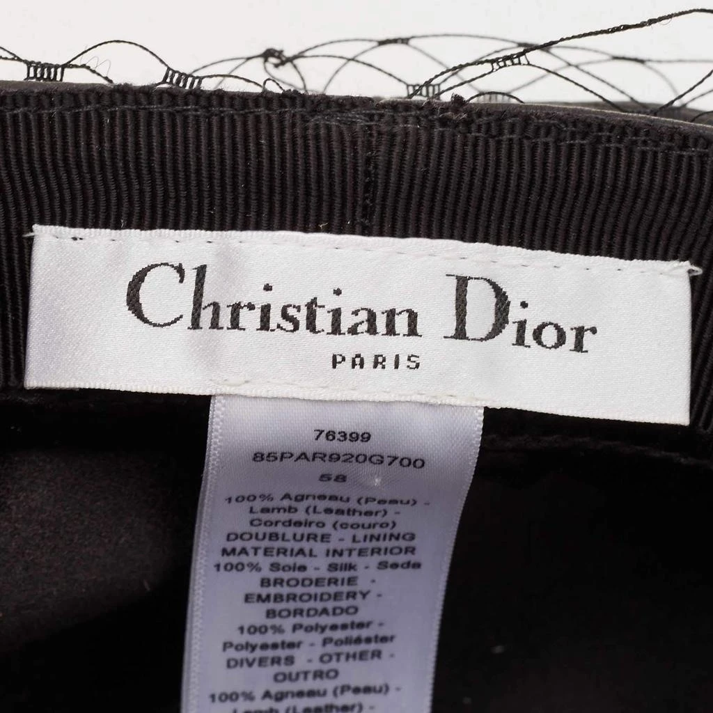 Dior Christian Dior Black Leather Arty Beret Cap With Veil  5