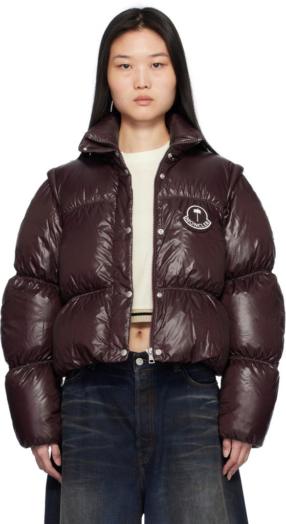 Moncler Moncler x Palm Angels Burgundy Noella Down Jacket - Coats