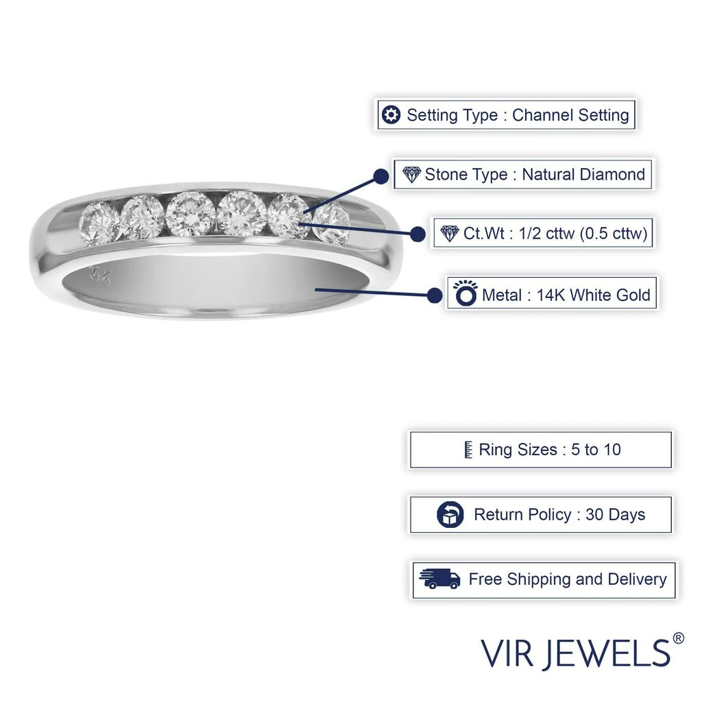 Vir Jewels 1/2 cttw SI2-I1 14K Gold Machine Set Diamond Band 3