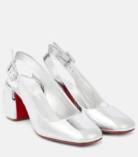 Christian Louboutin Minny 70 metallic leather slingback pumps 1