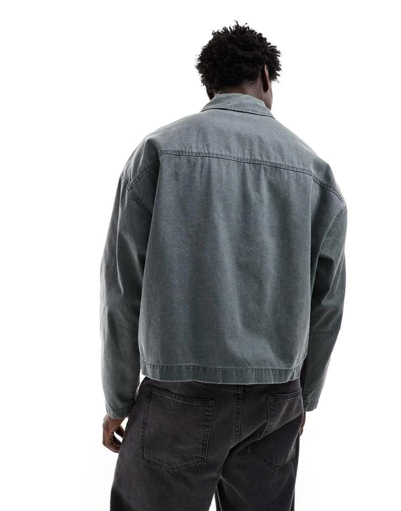 ASOS ASOS DESIGN oversized washed harrington jacket in green 3