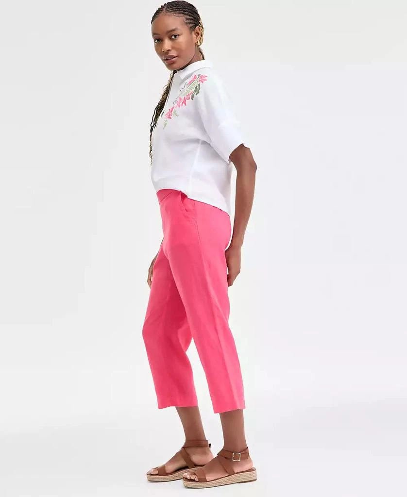 Charter Club Women's 100% Linen Solid Cropped Pull-On Pants, Created for Macy's 2
