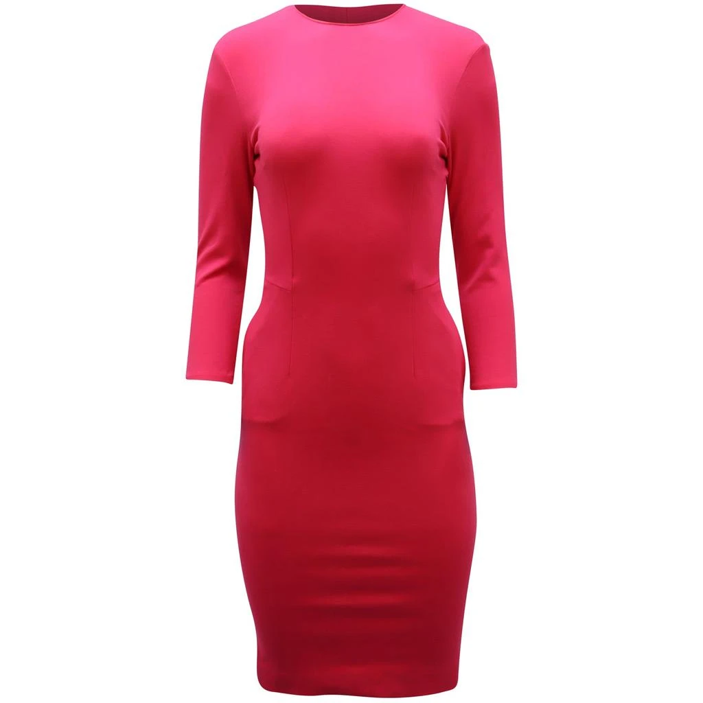 PIERRE BALMAIN Knit Bodycon Midi Dress in Pink Viscose 1