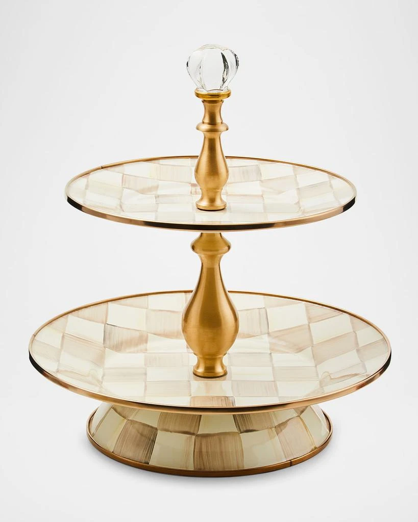 MacKenzie-Childs Mocha Check Two-Tier Sweet Stand 1