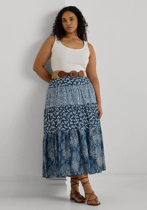 Ralph Lauren Ralph Lauren Plus Size Patchwork Floral Voile Tiered Skirt 4