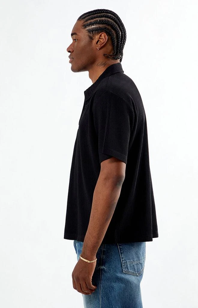 PacSun Black Ribbed Polo Shirt 2