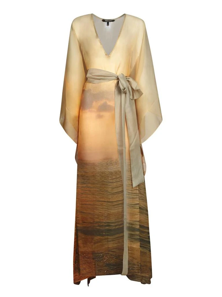 chinese dress ladies Roberto Cavalli Maxi Dress Cream/Multi Pleated Printed Silk Size 42 –  Celebrity Owned