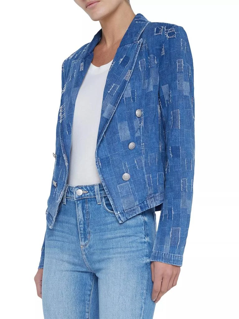 L'Agence Wayne Patchwork Denim Crop Blazer 4